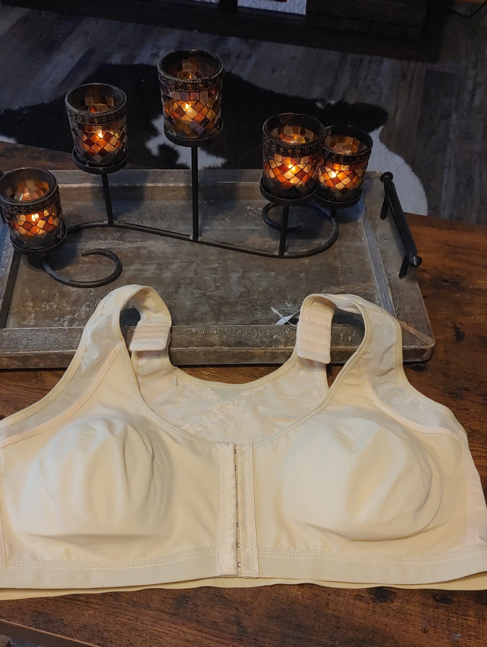 NWT 2X Embraced Front Closure Beige Unpadded Wirefree Posture Bra